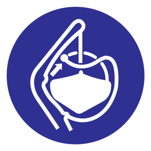 Blauw bord met pictogram om aan te duiden dat de sloopklemmen losgemaakt moeten worden