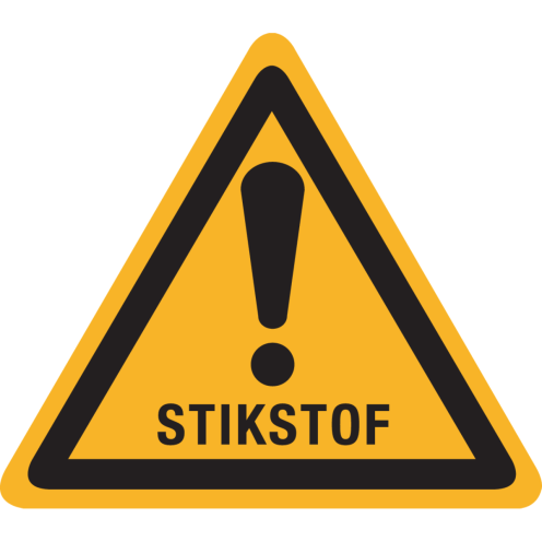 Bord met pictogram waarschuwing stikstof