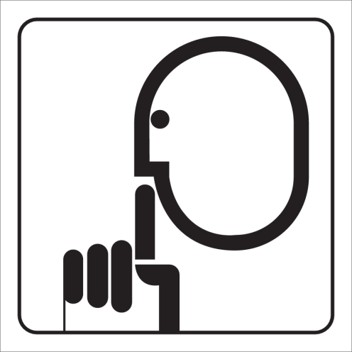 Wit bord met pictogram voor het aanduiden van een stilteruimte