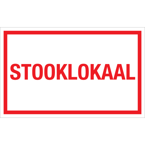 Bord Stooklokaal - wit tekstbord met rode tekst