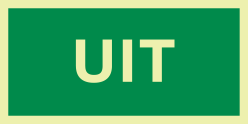Bord met tekst "Uit" (fotoluminescerend)