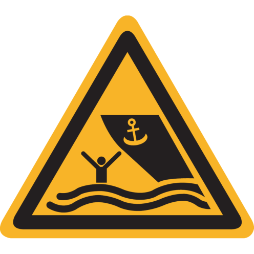 Bord met pictogram "Waarschuwing Vaargebied" - ISO 7010 - W058