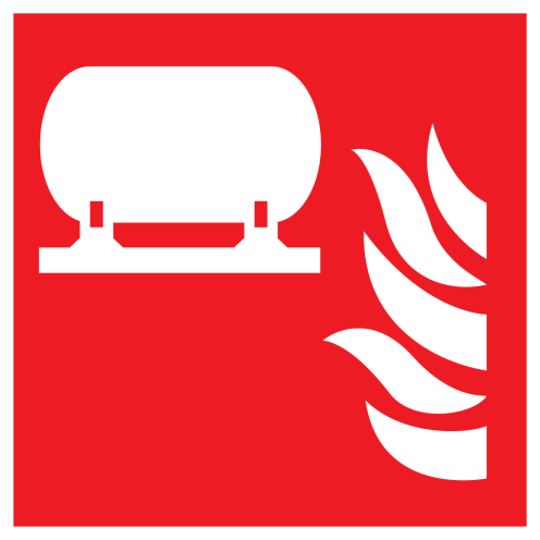 Bord met pictogram van een vaste blusinstallatie