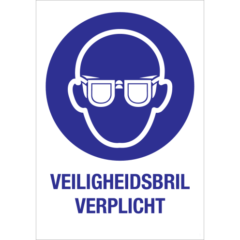 Bord met pictogram en tekst om aan te duiden dat het dragen van oogbescherming verplicht is - ISO7010 - M004