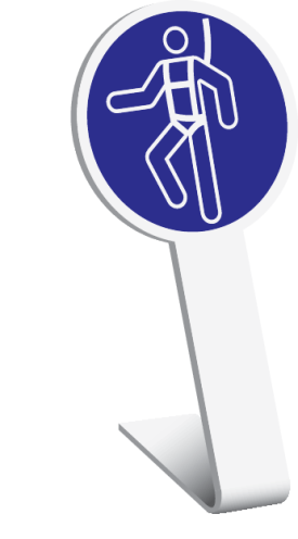 Bord met pictogram veiligheidsharnas verplicht (op staander) - ISO 7010 - M018