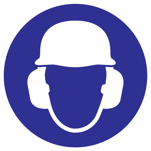 Bord Helm en oorbescherming verplicht ISO7010