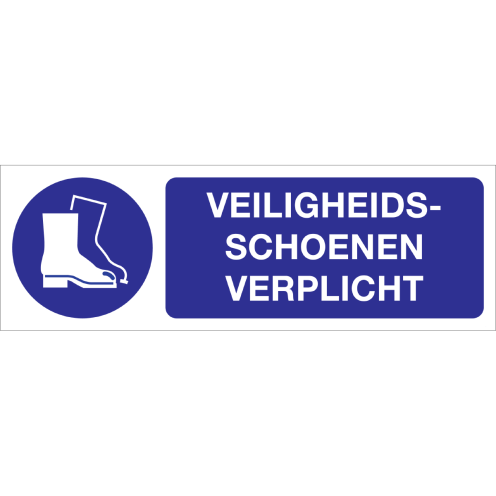 Bord met pictogram en tekst om aan te duiden dat veiligheidsschoenen verplicht zijn - ISO7010 - M008