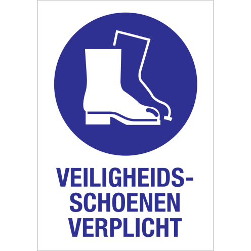 Bord met pictogram en tekst om aan te duiden dat veiligheidsschoenen verplicht zijn - ISO7010 - M008