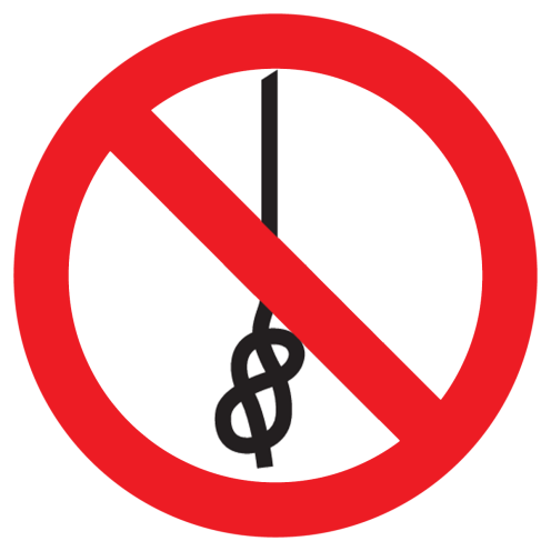 Bord met pictogram verboden knopen te maken ISO7010 - P030