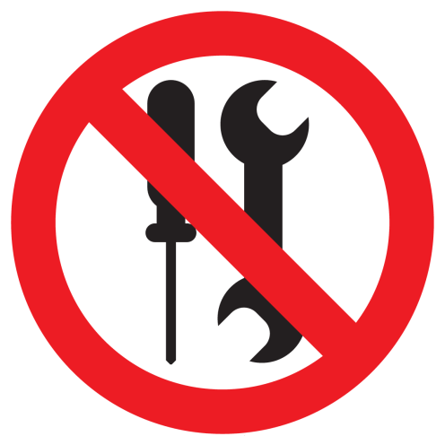 Bord met pictogram onderhoud door gebruikers verboden ISO7010 - P069