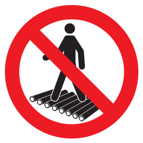 Bord met pictogram verboden rollenbaan te betreden