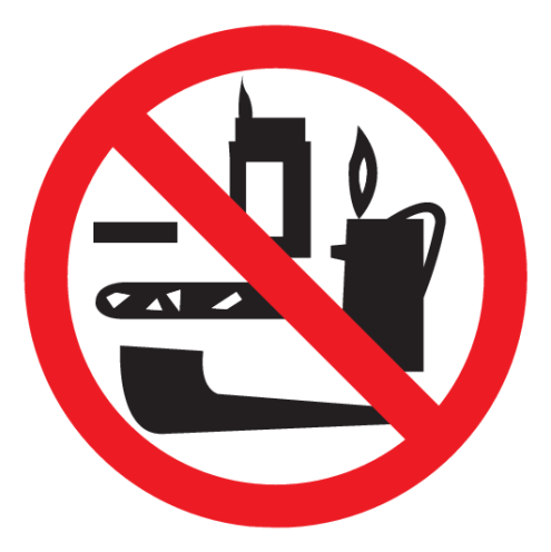 Bord met pictogram rookwaren verboden
