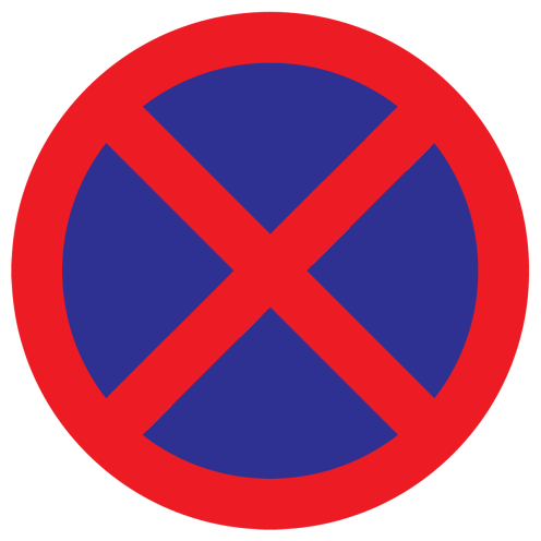 Bord met pictogram parkeren en stilstaan verboden