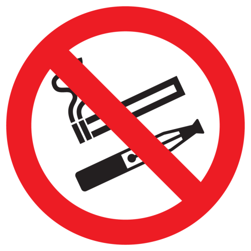 Bord met pictogram roken en e-sigaret verboden
