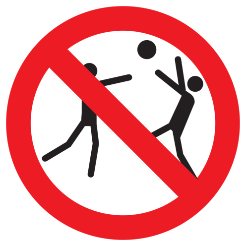 Bord met pictogram verboden te spelen