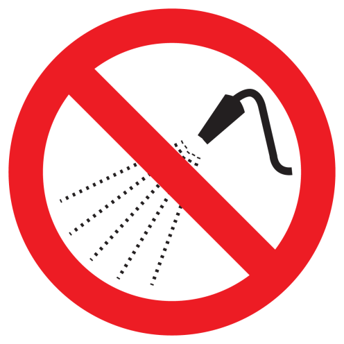 Bord met pictogram verboden te sproeien met water ISO7010 - P016