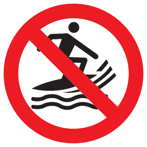 Bord met pictogram surfen verboden ISO7010 - P059