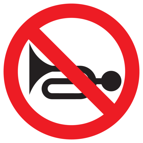 Bord met pictogram Verboden te claxonneren