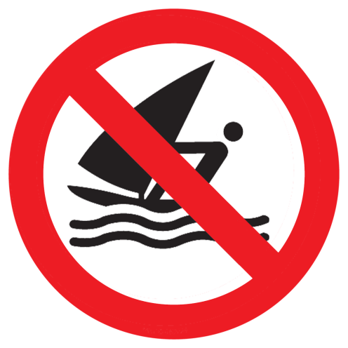 Bord met pictogram windsurfen verboden ISO7010 - P054