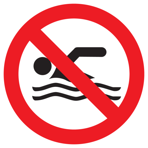 Bord met pictogram zwemmen verboden ISO7010 - P049