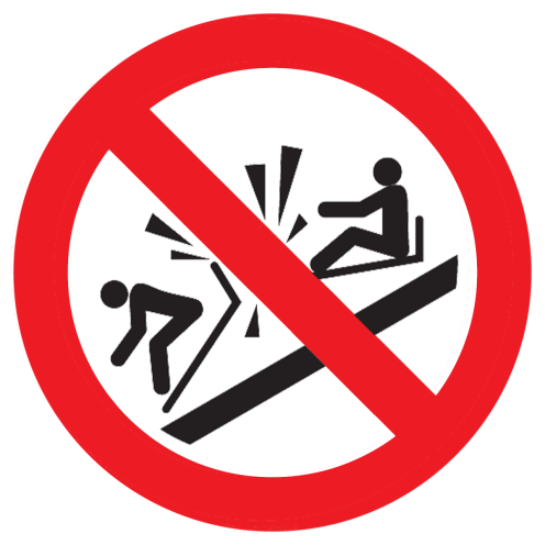 Bord met pictogram verboden tegen de slee te botsen ISO7010 - P047