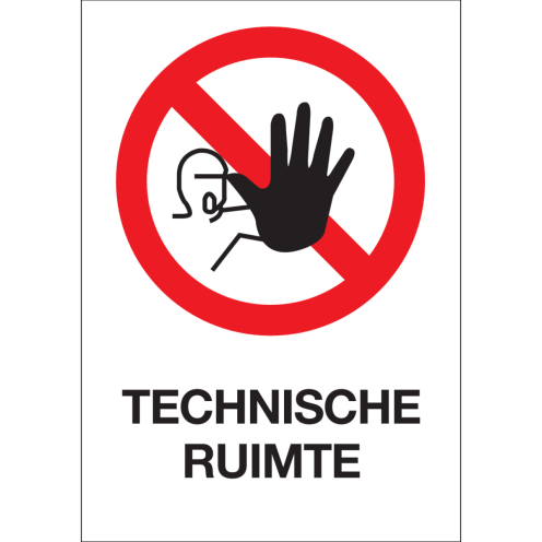 Bord met pictogram en tekst technische ruimte