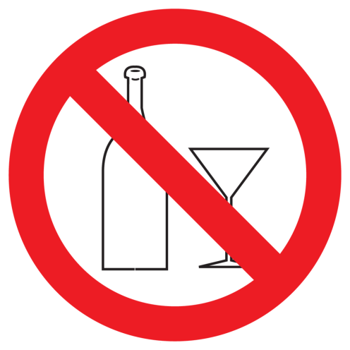 Bord met pictogram glaswerk verboden