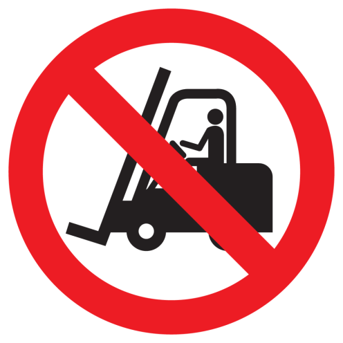 Bord met pictogram heftrucks verboden
