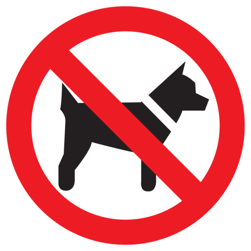 Bord met pictogram honden verboden