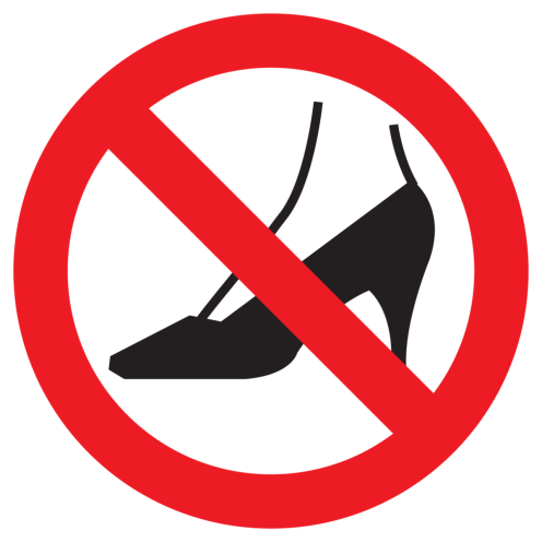 Bord met pictogram naaldhakken verboden