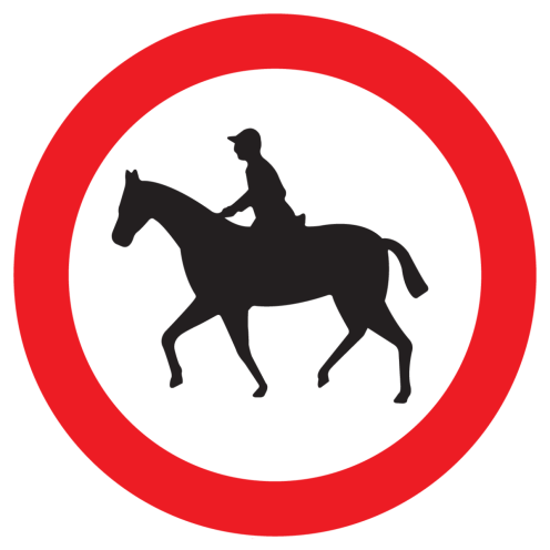 Bord met pictogram ruiters verboden
