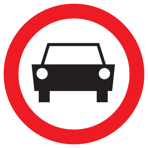 Bord met pictogram voertuigen verboden