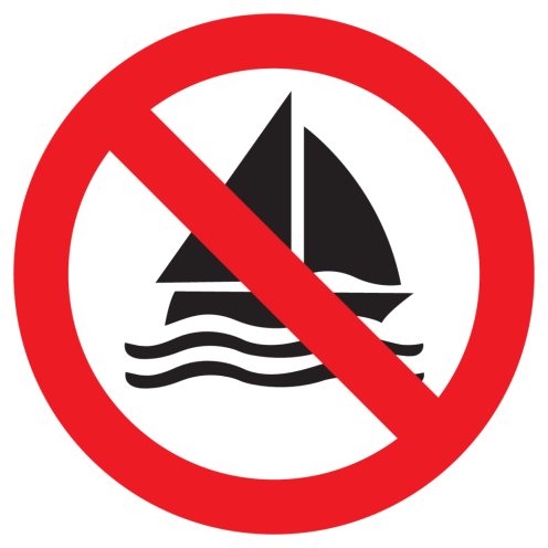 Bord met pictogram zeilen verboden ISO7010 - P053