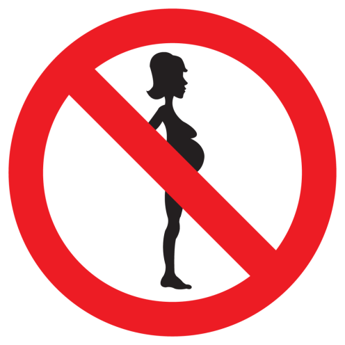 Bord met pictogram verboden voor zwangeren