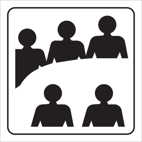 Wit bord met pictogram voor aanduiden vergaderruimte 