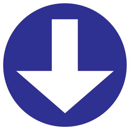 Blauw bord met witte pijl om de richting aan te geven