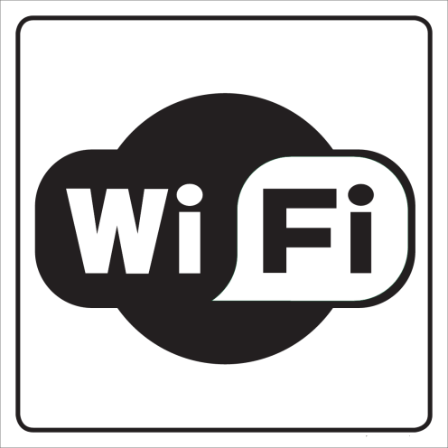 Wit bord met pictogram om een ruimte te aan te duiden met wifi