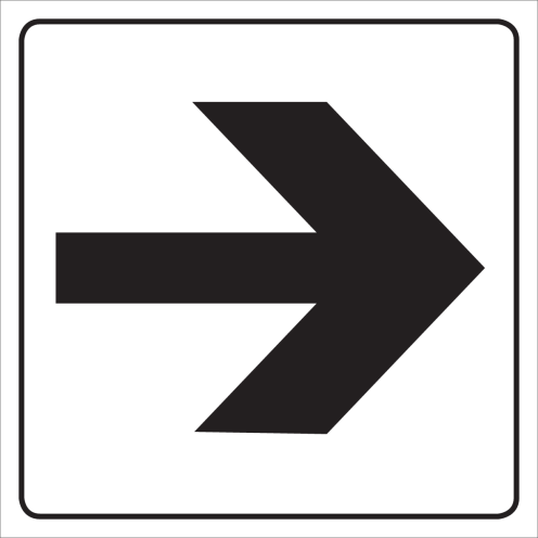 Wit bord met pictogram van pijl om de richting van de uitgang aan te duiden