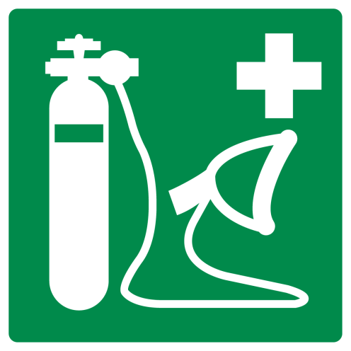 Bord met pictogram zuurstofmasker