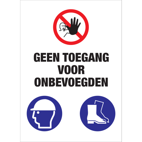 Bouwplaats Bord - Geen Toegang voor Onbevoegden - ISO7010 pictogrammen