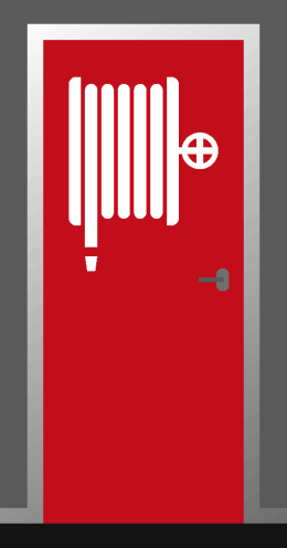 Deursticker "Brandslanghaspel met vlam" - ISO 7010