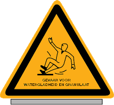 Gevarendriehoek met pictogram waarschuwing "Gladheid" (Aluminium)