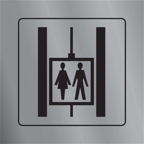 Dubbelzijdig aluminium bord met pictogram voor het aanduiden van een personenlift