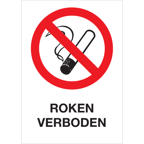 Dubbelzijdig bord met pictogram en tekst roken verboden