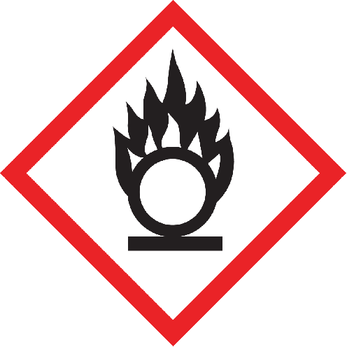 Ruitvorm sticker met pictogram "Oxiderende Stoffen" - GHS 03