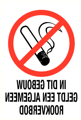Sticker met pictogram en tekst In dit gebouw geldt een algemeen rookverbod (Raamsticker)