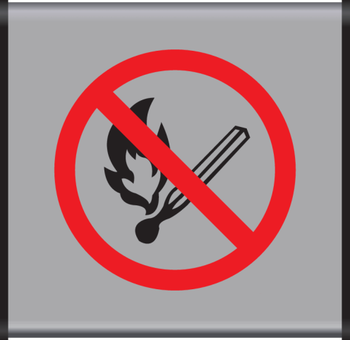 Aluminium geprofileerd bord met pictogram Roken en open vuur verboden ISO7010 - P003