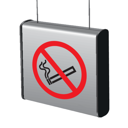 Aluminium geprofileerd hangend bord met pictogram Roken verboden ISO7010 - P002
