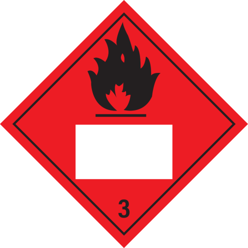 Gevaarsetiket Brandbare Vloeistoffen 3 - sticker met un nummer - ADR, ADN, IMO, IMDG, RID en IATA