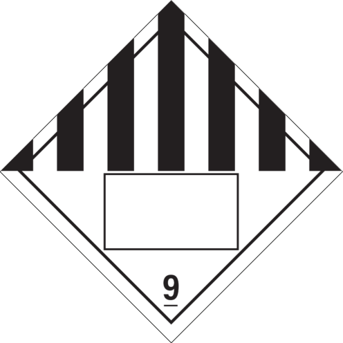 Gevaarsetiket Diverse Gevaarlijke Stoffen 9 - sticker met un nummer - ADR, ADN, IMO, IMDG, RID en IATA